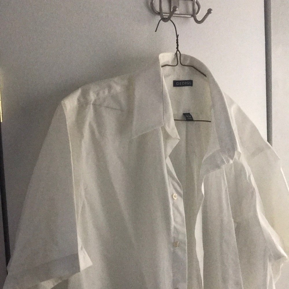 George short sleeve white mens dress shirt XL